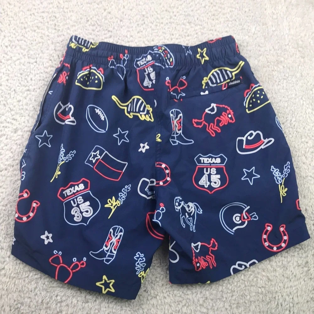 Chubbies The Texas Charms Swim Trunk Mens S Neon Western‎ Print 7